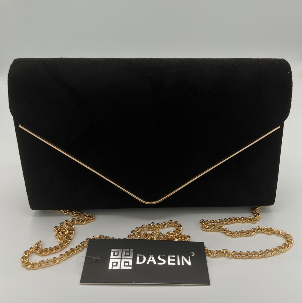 Envelope Faux Suede Clutch with Removable Chain